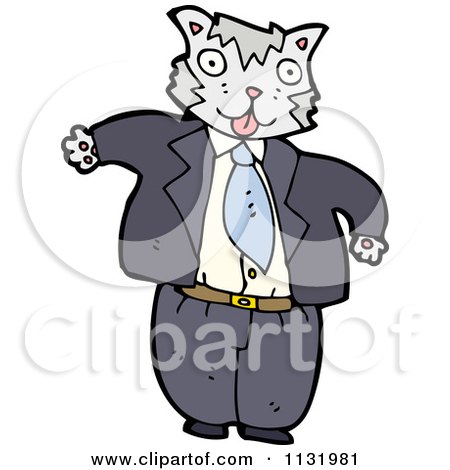 Cartoon Of A Business Cat In A Suit - Royalty Free Vector Clipart by lineartestpilot