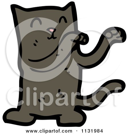 Cartoon Of A Black Cat - Royalty Free Vector Clipart by lineartestpilot