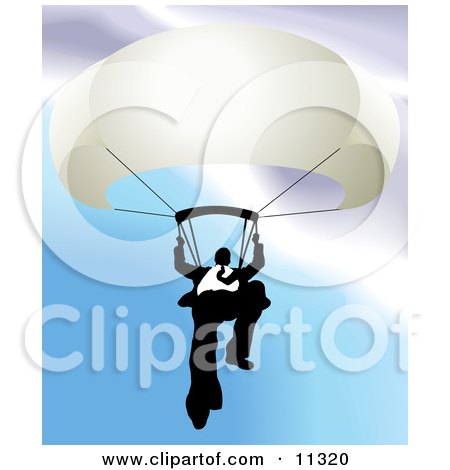 Businessman Holding on to a Parachute Clipart Illustration by AtStockIllustration