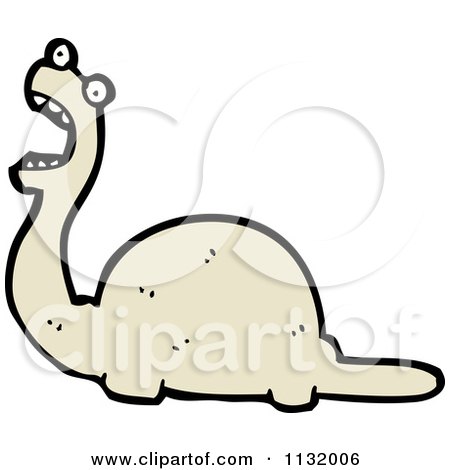 Cartoon Of A Beige Dinosaur - Royalty Free Vector Clipart by lineartestpilot