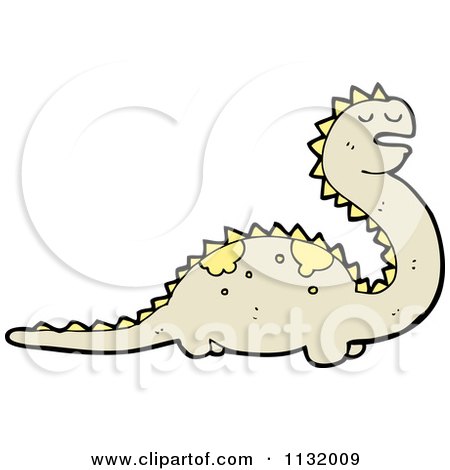 Cartoon Of A Beige Dinosaur - Royalty Free Vector Clipart by lineartestpilot
