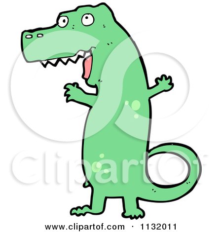 Cartoon Of A Green Tyrannosaurus Rex 2 - Royalty Free Vector Clipart by lineartestpilot