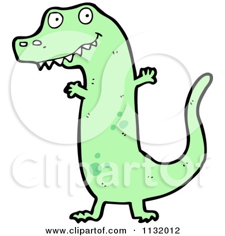 Cartoon Of A Green Tyrannosaurus Rex 3 - Royalty Free Vector Clipart by lineartestpilot