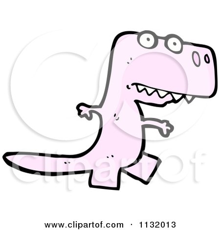 Cartoon Of A Pink Tyrannosaurus Rex - Royalty Free Vector Clipart by lineartestpilot