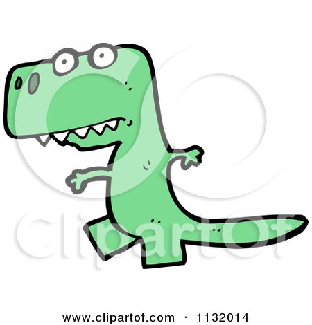Cartoon Of A Green Tyrannosaurus Rex 1 - Royalty Free Vector Clipart by lineartestpilot