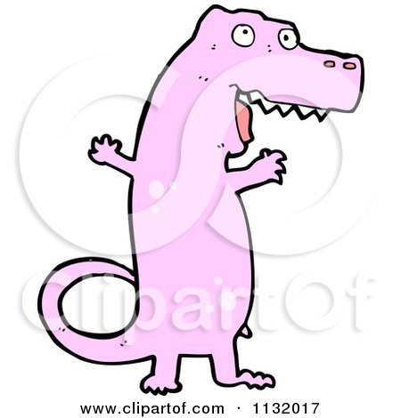 Cartoon Of A Pink T Rex Dinosaur 1 - Royalty Free Vector Clipart by lineartestpilot