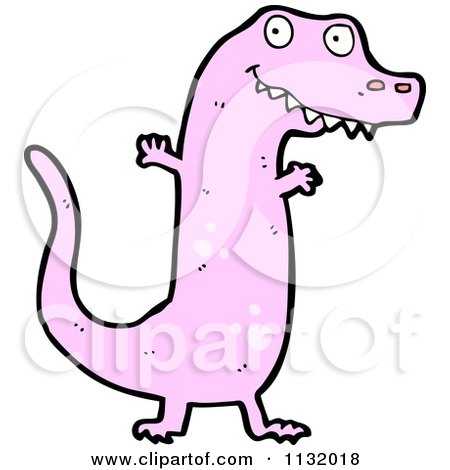 Cartoon Of A Pink T Rex Dinosaur 2 - Royalty Free Vector Clipart by lineartestpilot