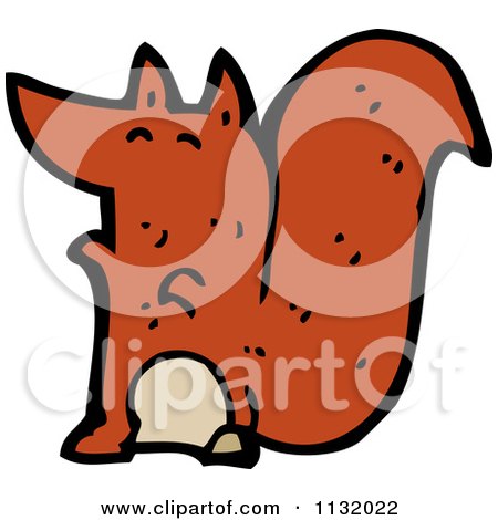 Cartoon Of A Brown Squirrel - Royalty Free Vector Clipart by lineartestpilot
