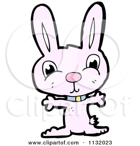 Cartoon Of A Pink Bunny Rabbit 2 - Royalty Free Vector Clipart by lineartestpilot
