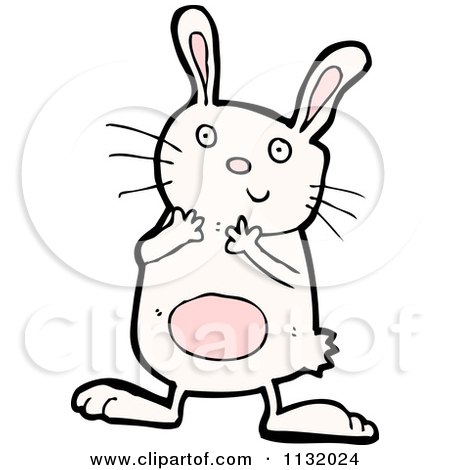 Cartoon Of A White Rabbit - Royalty Free Vector Clipart by lineartestpilot