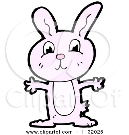Cartoon Of A Pink Bunny Rabbit 1 - Royalty Free Vector Clipart by lineartestpilot