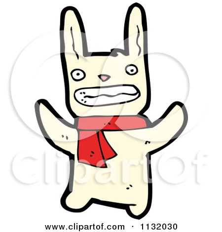 Cartoon Of A White Rabbit - Royalty Free Vector Clipart by lineartestpilot