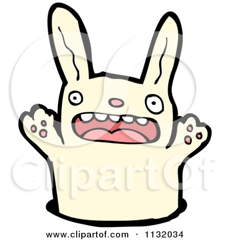 Cartoon Of A White Rabbit - Royalty Free Vector Clipart by lineartestpilot