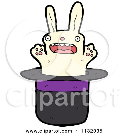 Cartoon Of A Magic Trick Rabbit In A Hat 4 - Royalty Free Vector Clipart by lineartestpilot