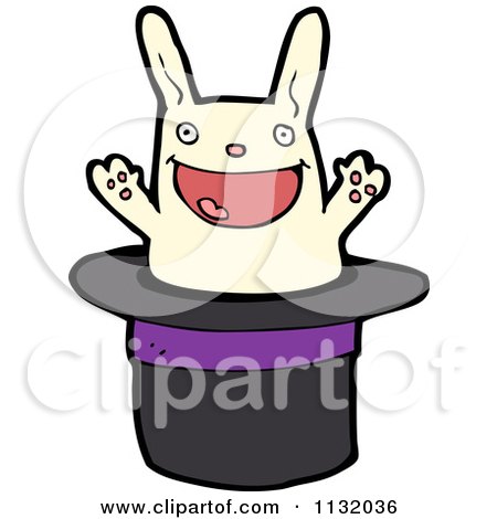 Cartoon Of A Magic Trick Rabbit In A Hat 5 - Royalty Free Vector Clipart by lineartestpilot