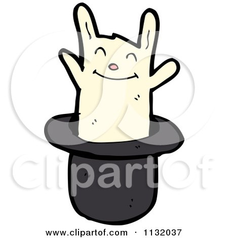 Cartoon Of A Magic Trick Rabbit In A Hat 3 - Royalty Free Vector Clipart by lineartestpilot