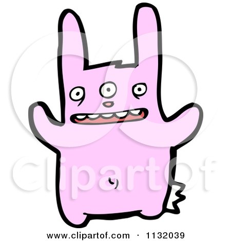 Cartoon Of A Pink Rabbit - Royalty Free Vector Clipart by lineartestpilot
