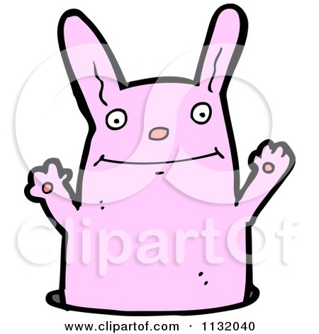 Cartoon Of A Pink Rabbit - Royalty Free Vector Clipart by lineartestpilot