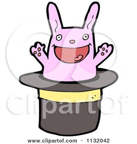 Cartoon Of A Magic Trick Rabbit In A Hat 2 - Royalty Free Vector Clipart by lineartestpilot
