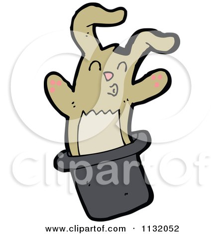 Cartoon Of A Rabbit In A Magic Hat 1 - Royalty Free Vector Clipart by lineartestpilot