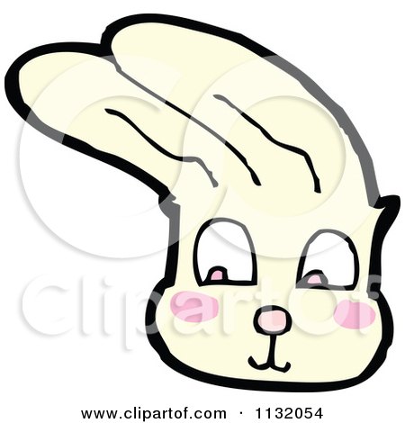 Cartoon Of A Rabbit Face - Royalty Free Vector Clipart by lineartestpilot