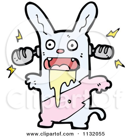 Cartoon Of A Zombie Rabbit 1 - Royalty Free Vector Clipart by lineartestpilot
