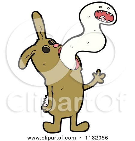 Cartoon Of A Ghost Leaving A Rabbit - Royalty Free Vector Clipart by lineartestpilot