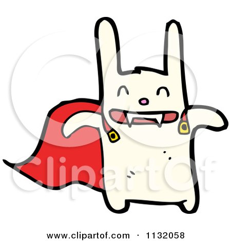 Cartoon Of A Vampire Rabbit - Royalty Free Vector Clipart by lineartestpilot