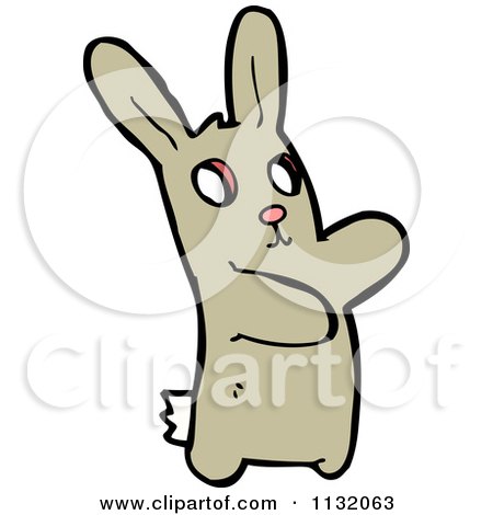 Cartoon Of A Brown Rabbit - Royalty Free Vector Clipart by lineartestpilot