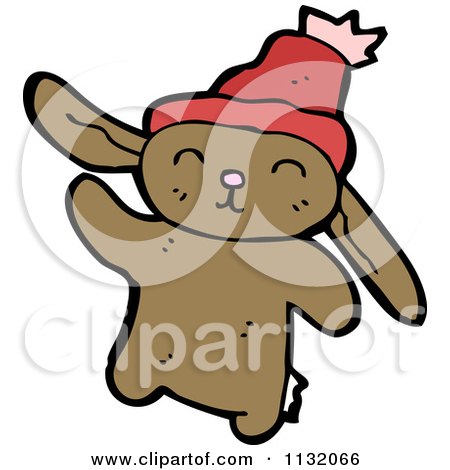 Cartoon Of A Bunny Wearing A Hat - Royalty Free Vector Clipart by lineartestpilot