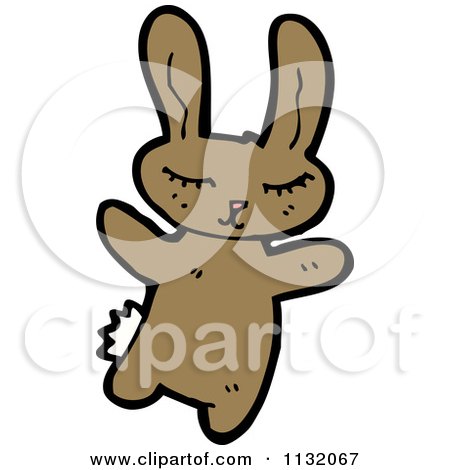Cartoon Of A Brown Rabbit - Royalty Free Vector Clipart by lineartestpilot