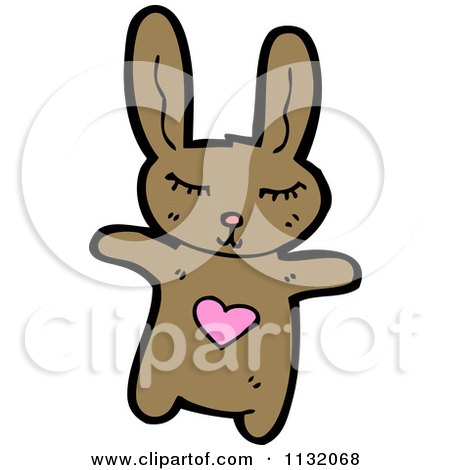 Cartoon Of A Brown Rabbit - Royalty Free Vector Clipart by lineartestpilot