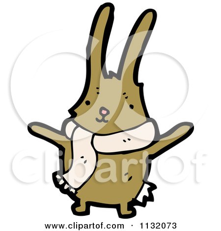 Cartoon Of A Brown Bunny - Royalty Free Vector Clipart by lineartestpilot