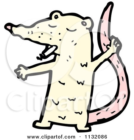 Cartoon Of A White Rat 2 - Royalty Free Vector Clipart by lineartestpilot