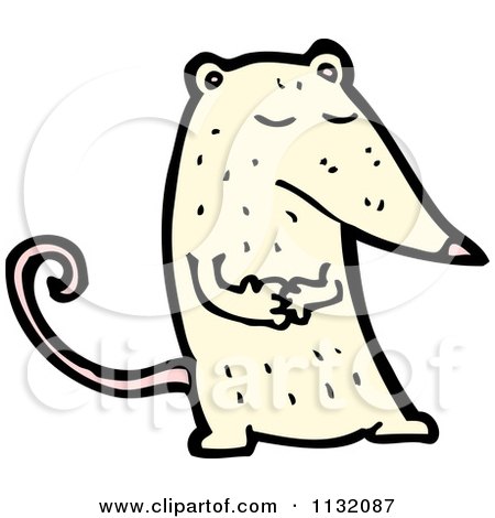 Cartoon Of A White Rat 3 - Royalty Free Vector Clipart by lineartestpilot