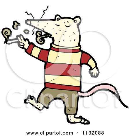 Cartoon Of A White Rat 4 - Royalty Free Vector Clipart by lineartestpilot