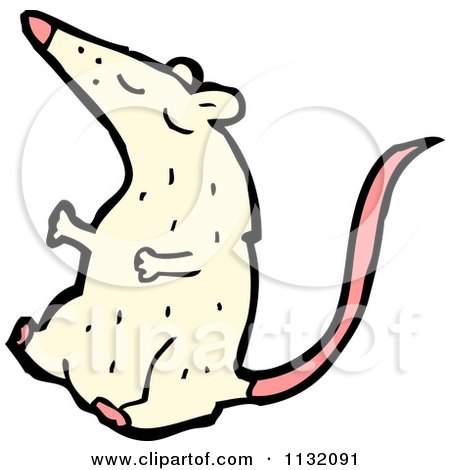Cartoon Of A White Rat 6 - Royalty Free Vector Clipart by lineartestpilot