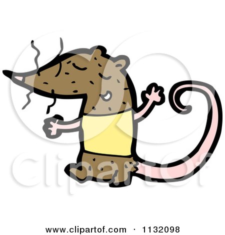 Cartoon Of A Brown Rat - Royalty Free Vector Clipart by lineartestpilot