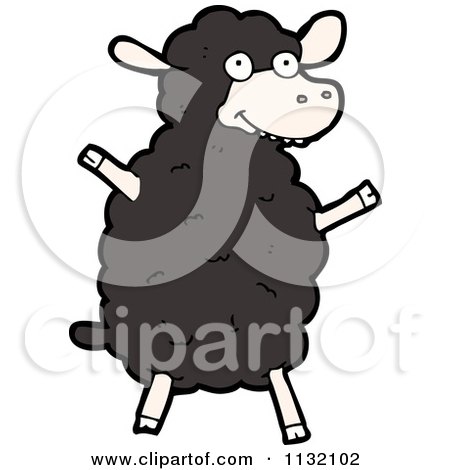Cartoon Of A Black Sheep 2 - Royalty Free Vector Clipart by lineartestpilot