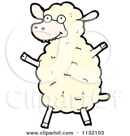 Cartoon Of A White Sheep 2 - Royalty Free Vector Clipart by lineartestpilot
