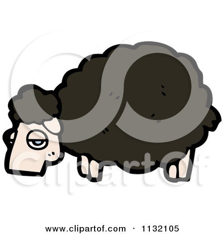 Cartoon Of A Black Sheep - Royalty Free Vector Clipart by lineartestpilot