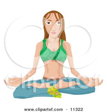 Young Hippy Woman Seated in the Lotus Yoga Position Clipart Illustration by AtStockIllustration