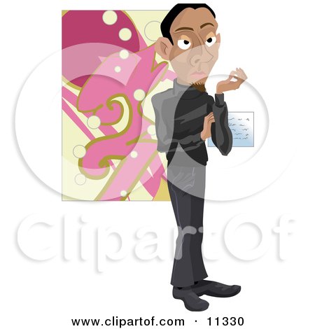 Male Artist Standing in Front of a Piece of Art at a Gallery Clipart Illustration by AtStockIllustration