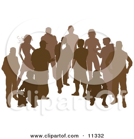 Group of Silhouetted People Clipart Illustration by AtStockIllustration