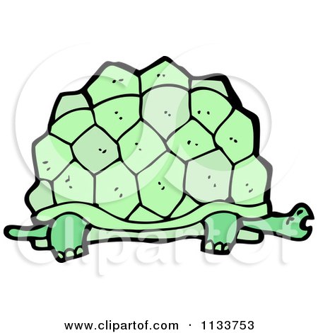 Cartoon Of A Green Tortoise - Royalty Free Vector Clipart by lineartestpilot