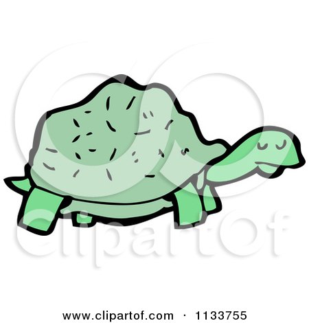 Cartoon Of A Green Tortoise - Royalty Free Vector Clipart by lineartestpilot
