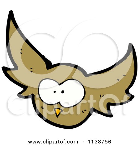 Cartoon Of A Flying Brown Owl - Royalty Free Vector Clipart by lineartestpilot