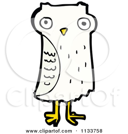 Cartoon Of A White Owl 7 - Royalty Free Vector Clipart by lineartestpilot