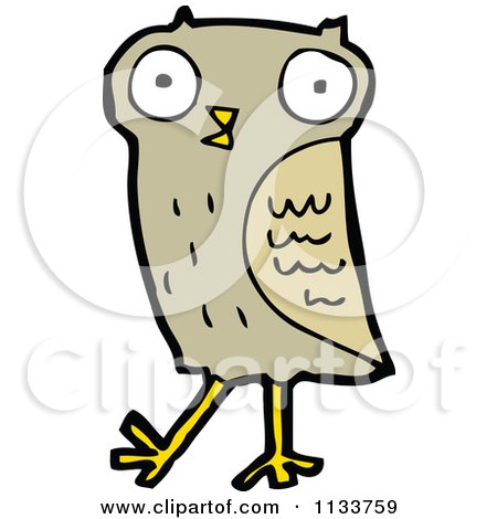 Cartoon Of A Brown Owl 1 - Royalty Free Vector Clipart by lineartestpilot