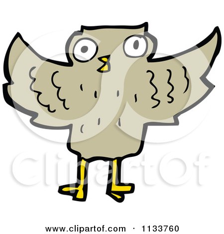 Cartoon Of A Brown Owl 2 - Royalty Free Vector Clipart by lineartestpilot